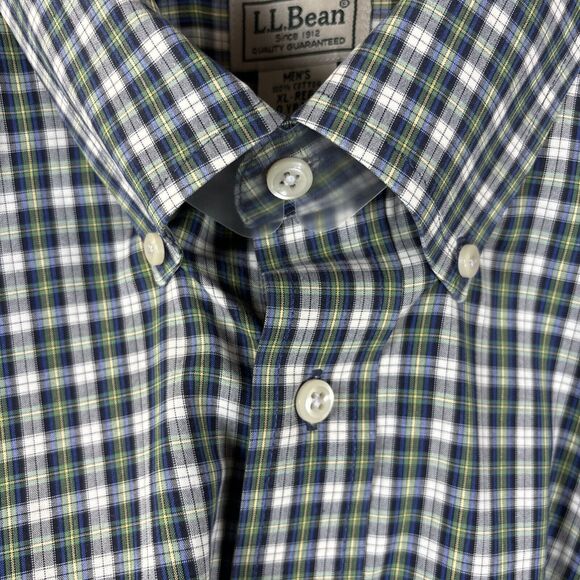 LL Bean Button Down Shirt Mens XL Long Sleeve Cotton Plaid Lot of 2 Red Green - Picture 11 of 15